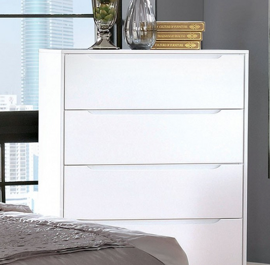 Lennart II White Finish Mid-Century Modern King Platform