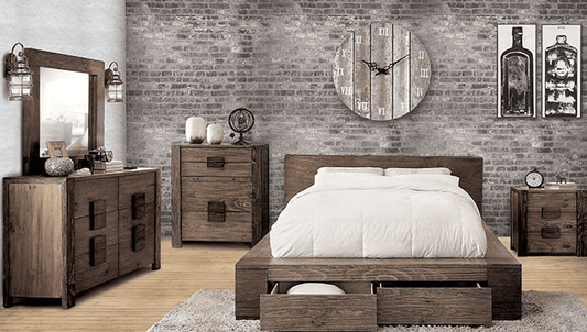 Janeiro Urban Rustic Storage Bedroom Set - King