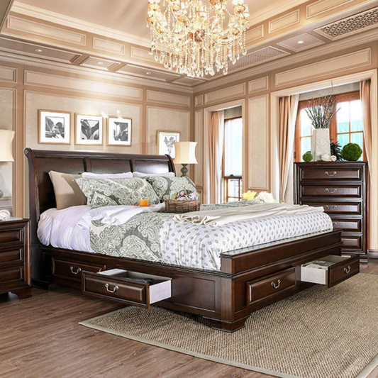 Brandt Traditional Storage Bed in Brown Cherry - King