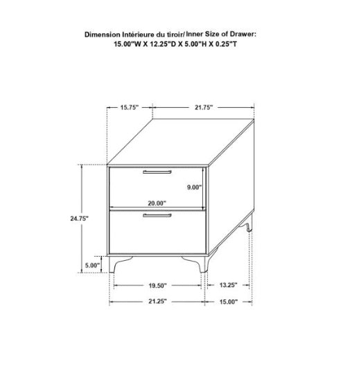 Kendall 2-drawer Nightstand - Black