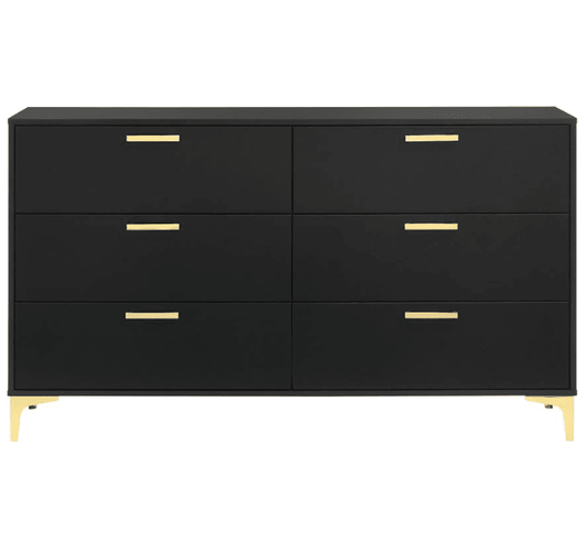 Kendall 6-drawer Dresser - Black & Gold
