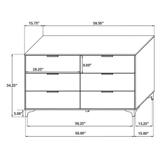 Kendall 6-drawer Dresser - Black & Gold