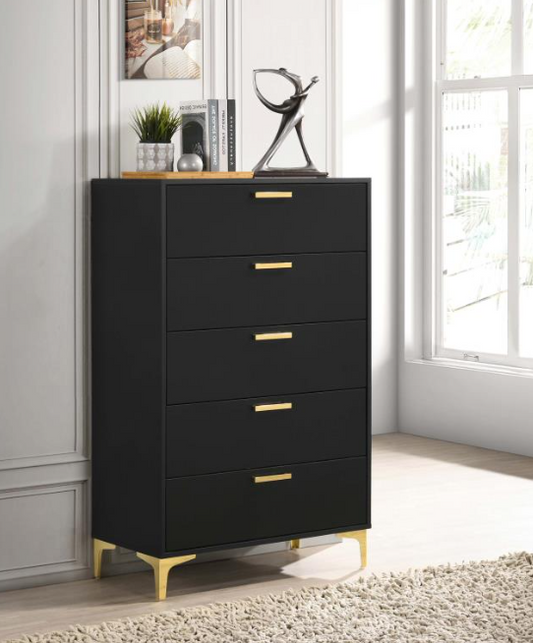 Kendall 5-drawer Chest - Black & Gold