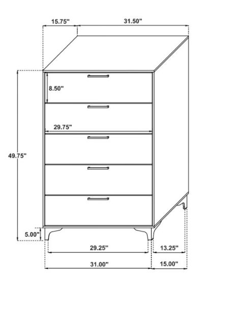 Kendall 5-drawer Chest - Black & Gold