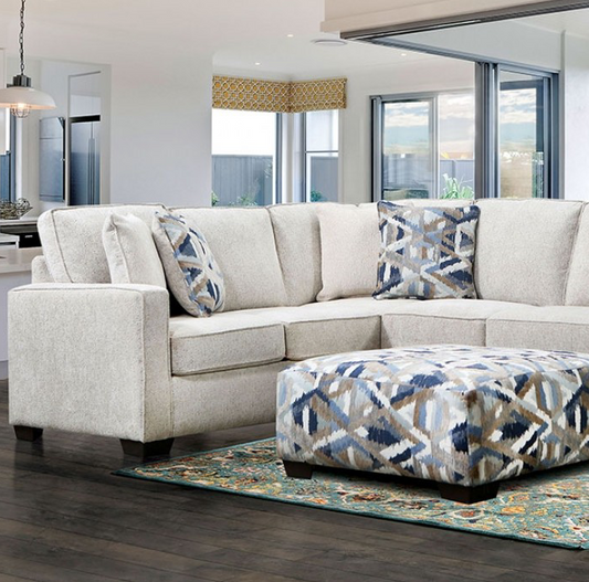 Heathfield Transitional Upholstered Sectional in Ivory Chenille