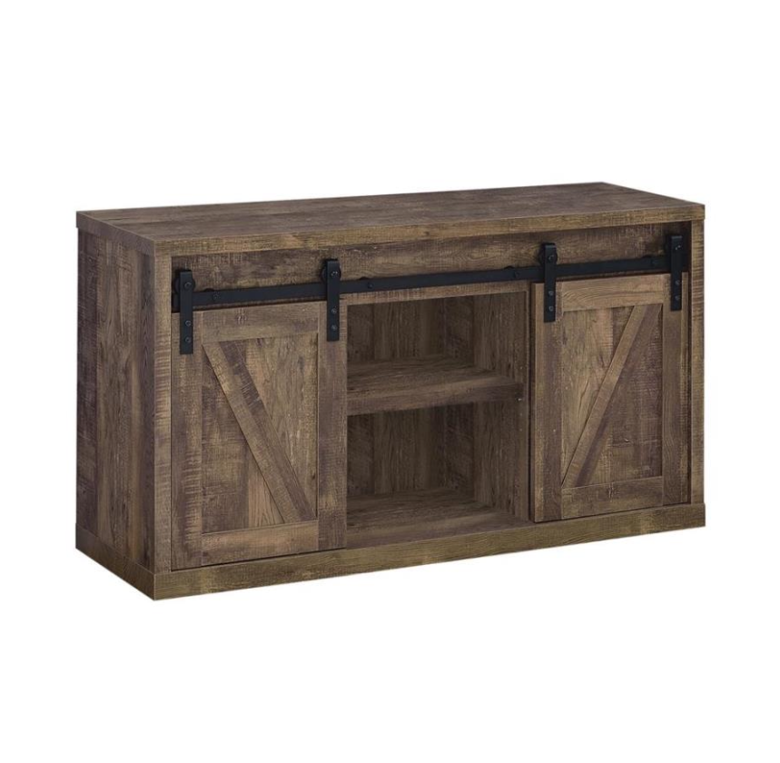 Brockton 3-Shelf Sliding Doors TV Console Rustic Oak