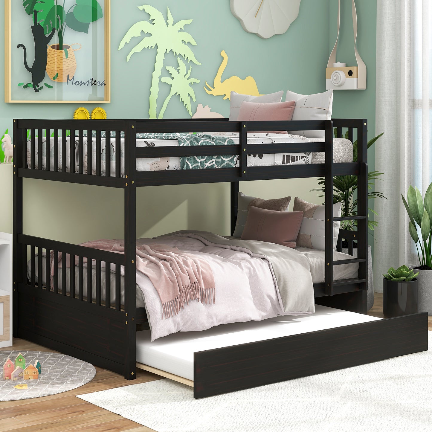 Inspirit Full over Full Convertible Bunk Bed with Trundle - Espresso