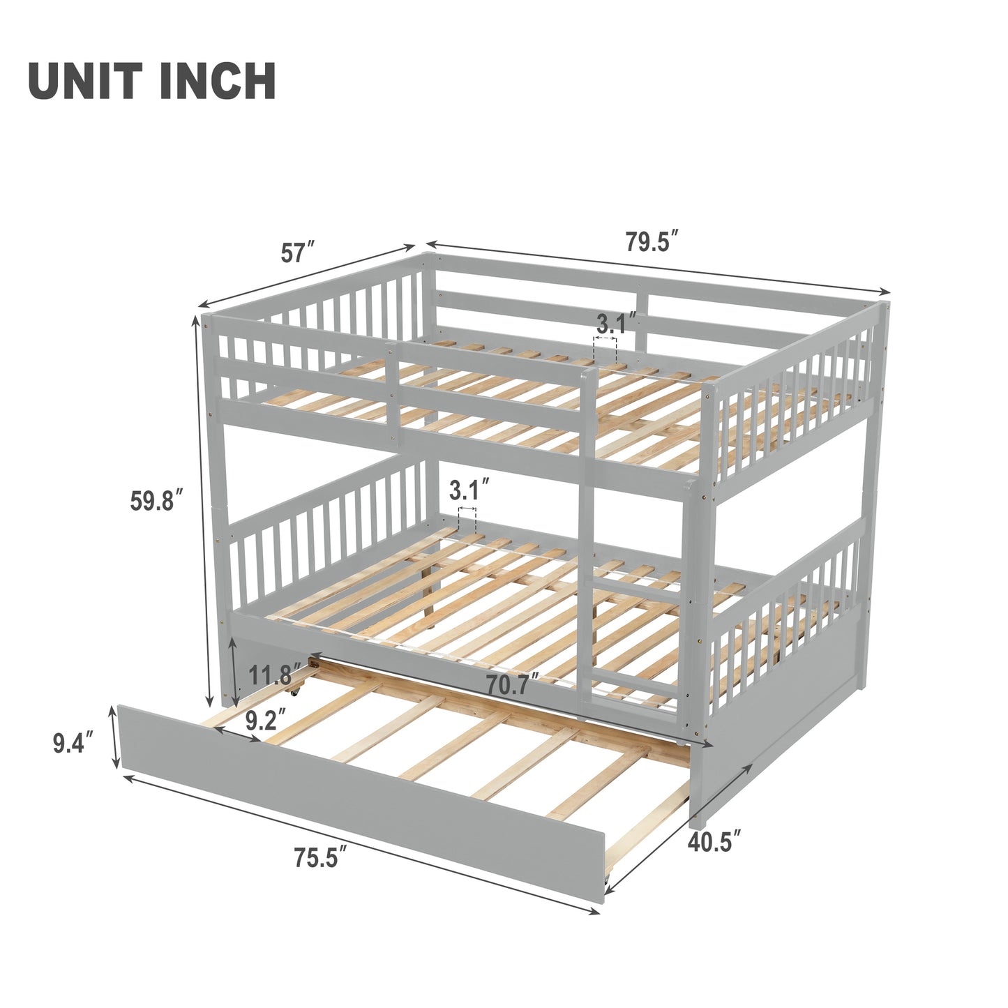 Inspirit Full over Full Convertible Bunk Bed - Gray