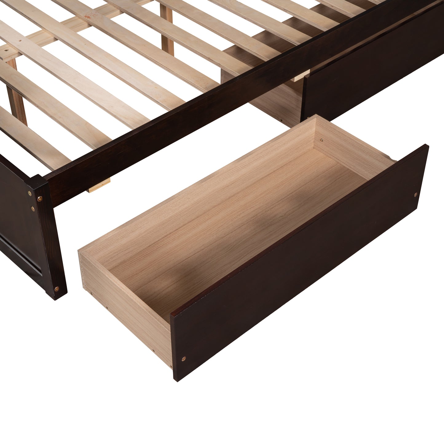 Homey Life Twin over Full Bunk Bed with Storage - Espresso