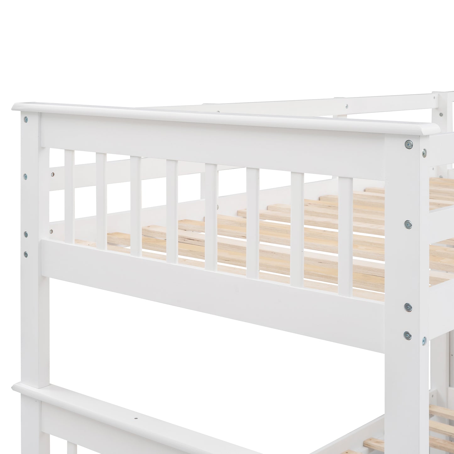 Twin-Over-Full Bunk Bed with Storage Stairway in White