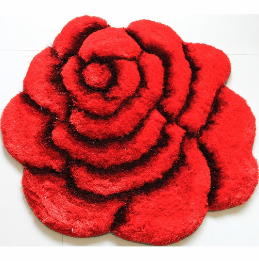Flower Shape Hand Tufted 2-inch Thick Shag Rug 36-in Diameter