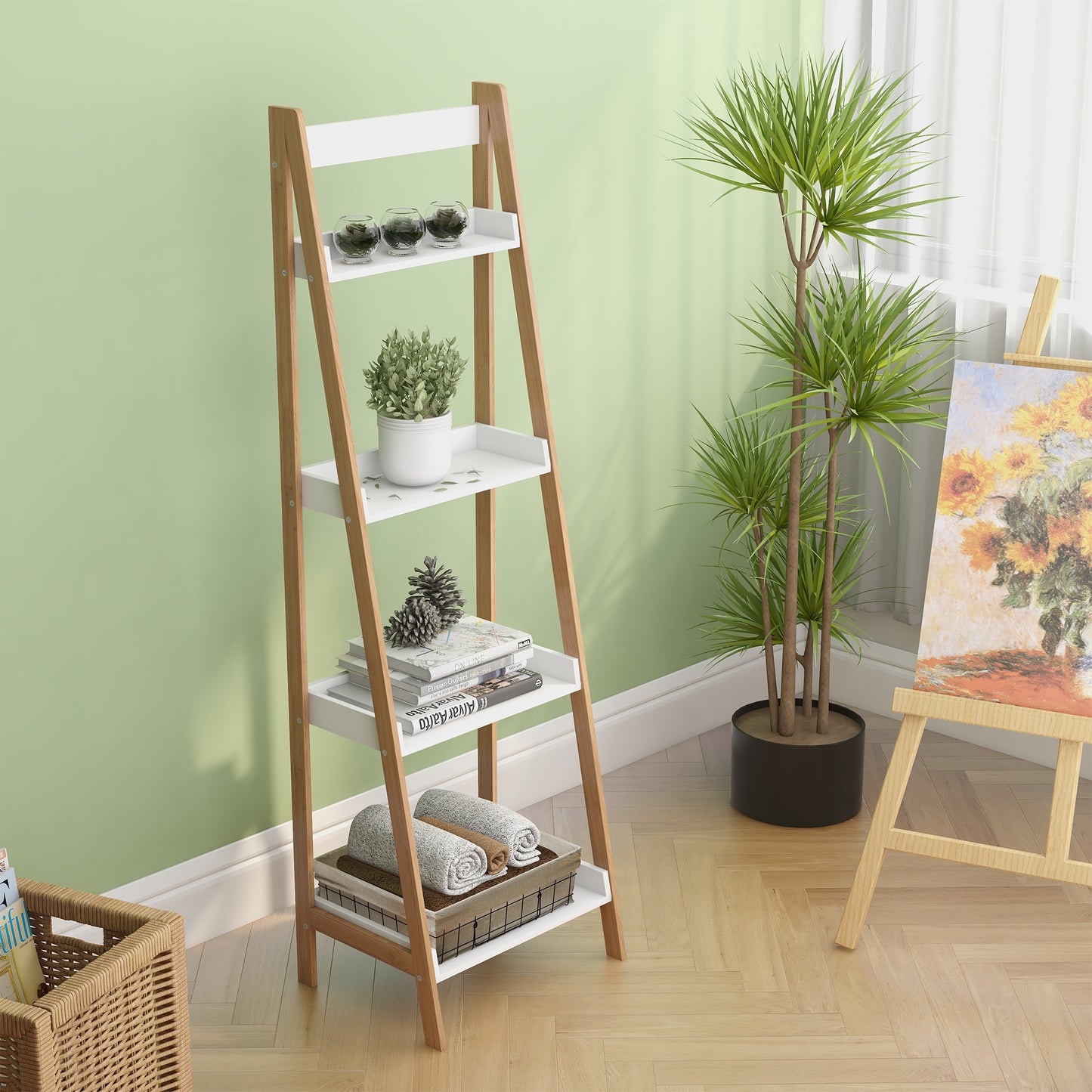 4 Tier Bookcase in Solid Bamboo