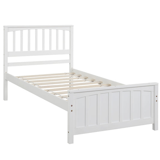 Homey Life Twin size Platform Bed, White