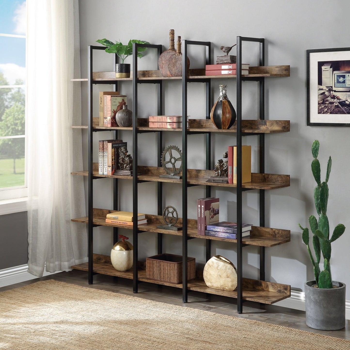 Vintage Industrial Style 5-Tier Bookcase