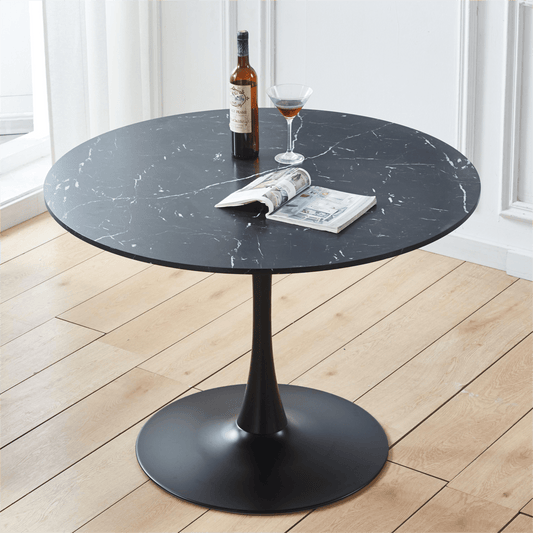 42.1" Modern Black Faux Marble Tulip Table