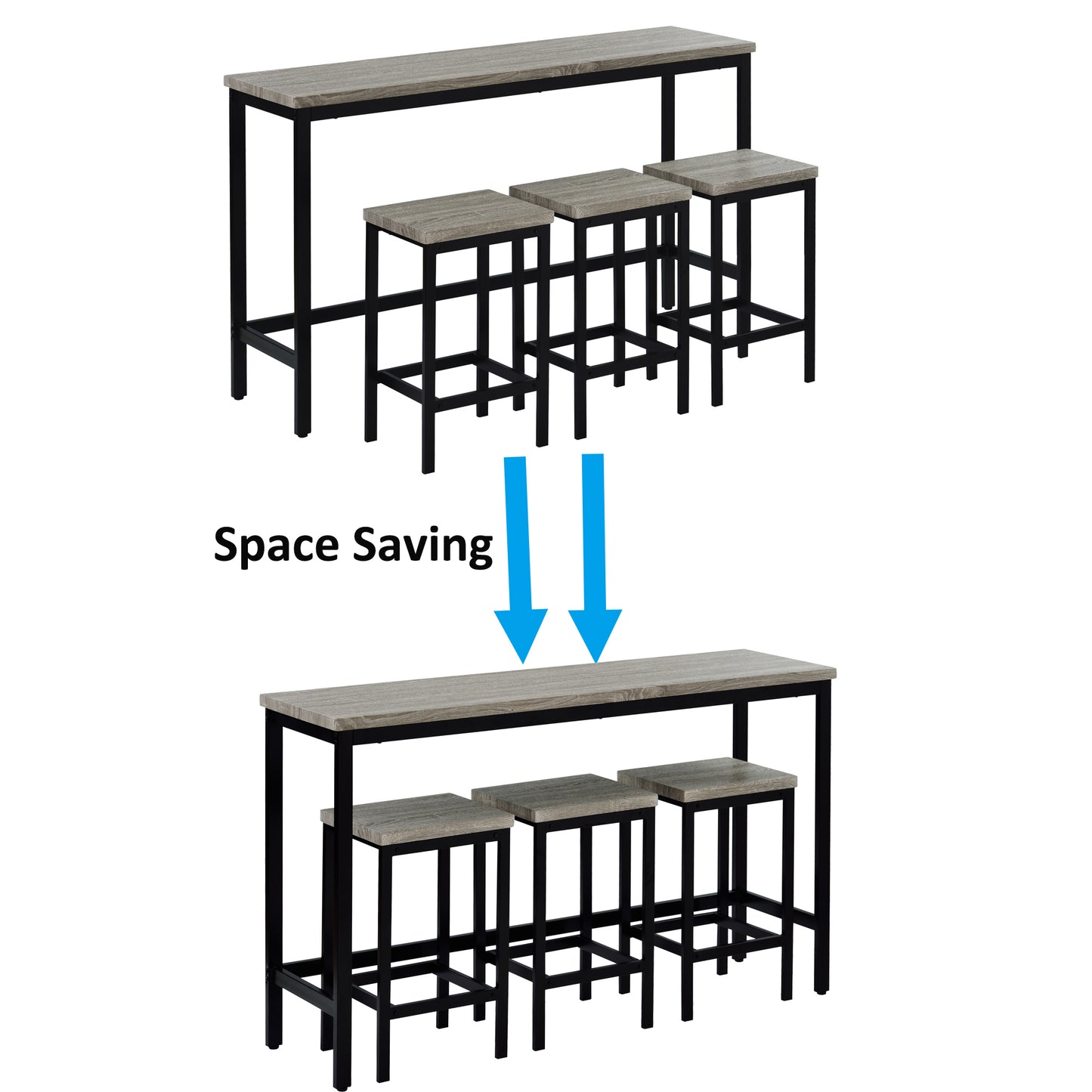 TOPMAX Counter Height Extra Long Dining Table Set with 3 Stools