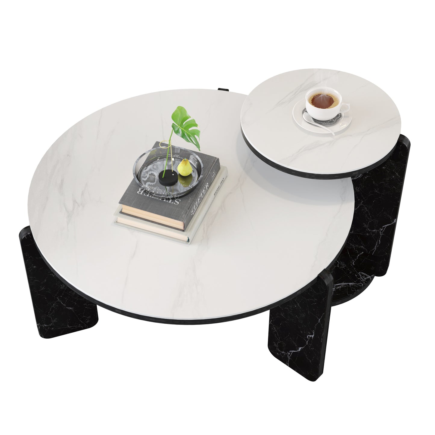 White & Black Nesting Tables with Black Legs - detail view 2