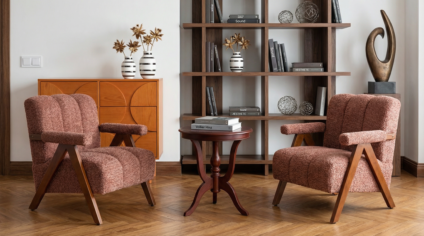 Mid-Century Modern Accent Chair in Red/Burgundy/Rust