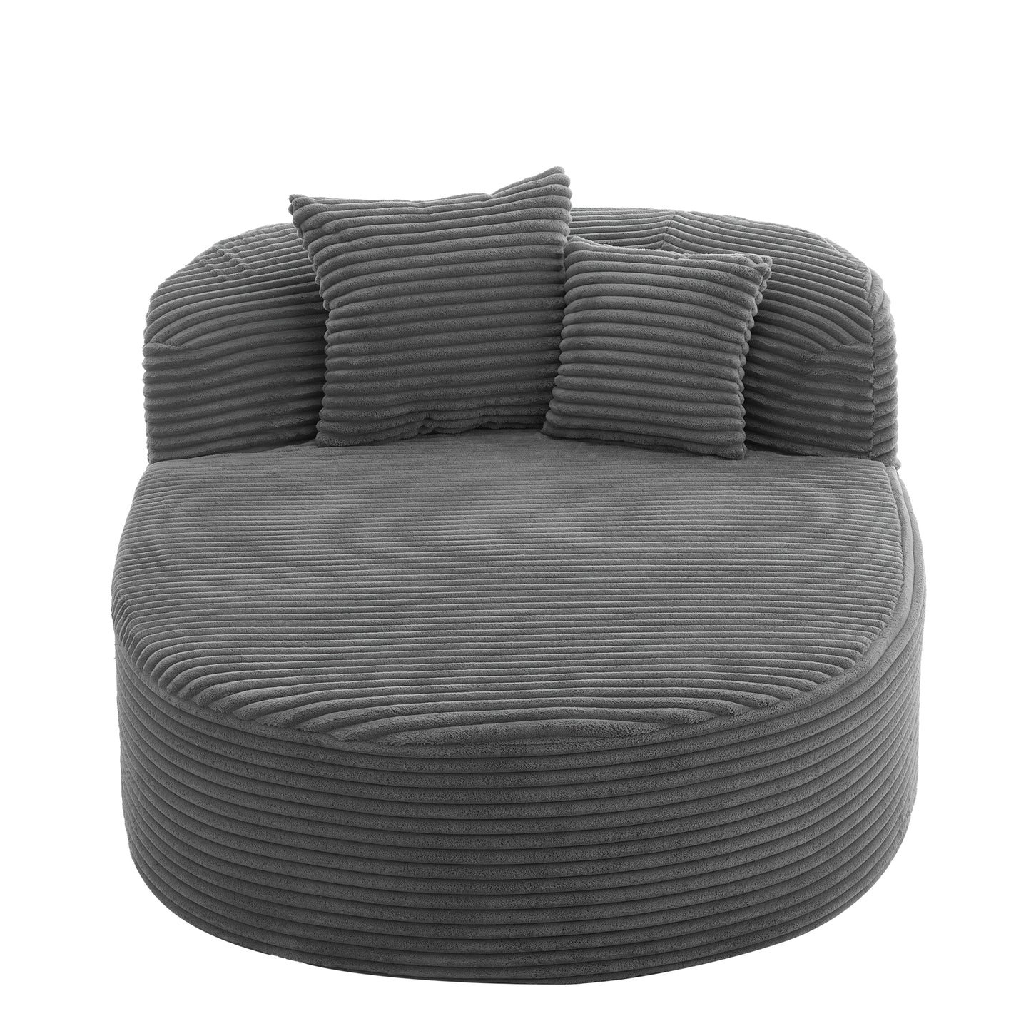 Modern Chaise Lounge Sofa Boneless Couch with Pillows - Gray - primary color shot