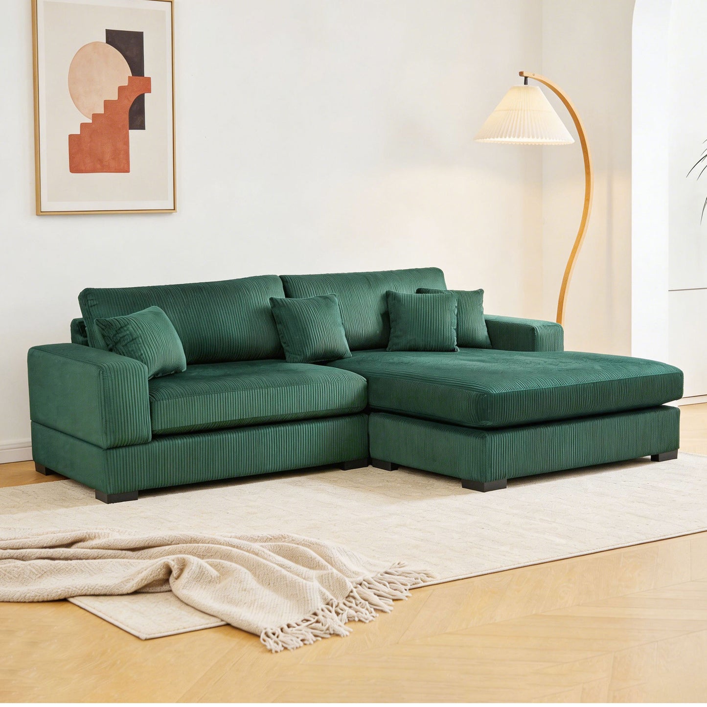 Mid Century Modern Sectional 3-Seater Sectional.polyester.suitable - GREEN - detail view 2