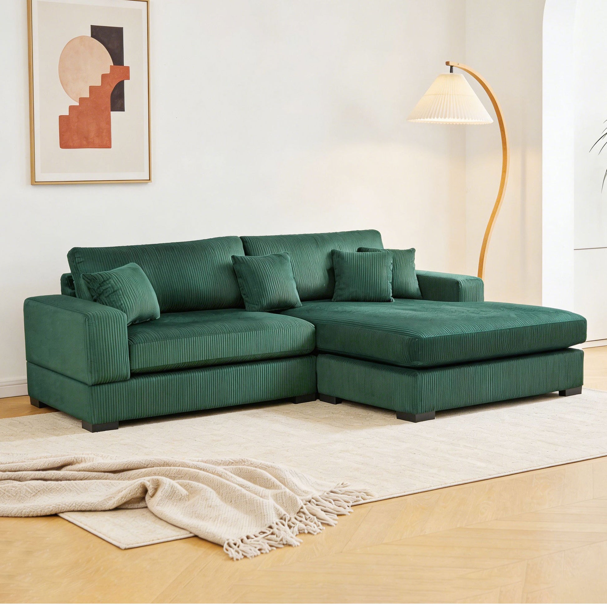 Mid Century Modern Sectional 3-Seater Sectional.polyester.suitable - GREEN - detail view 2