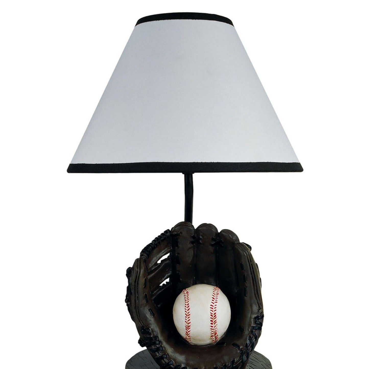 15' Tall Polyresin Accent Table Lamp, Baseball Shaped, Cone Linen Shade