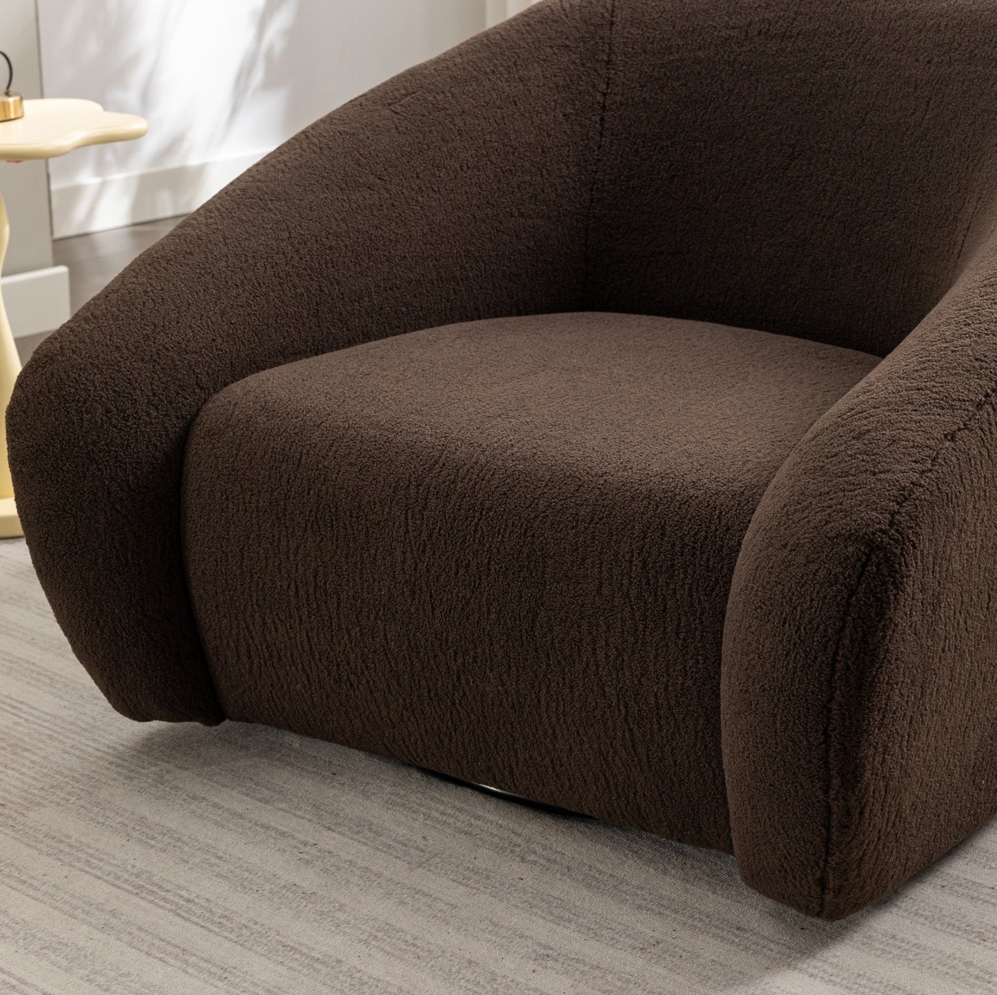 Luzern Modern Upholstered Accent Chair, 360° Swivel, Chocolate