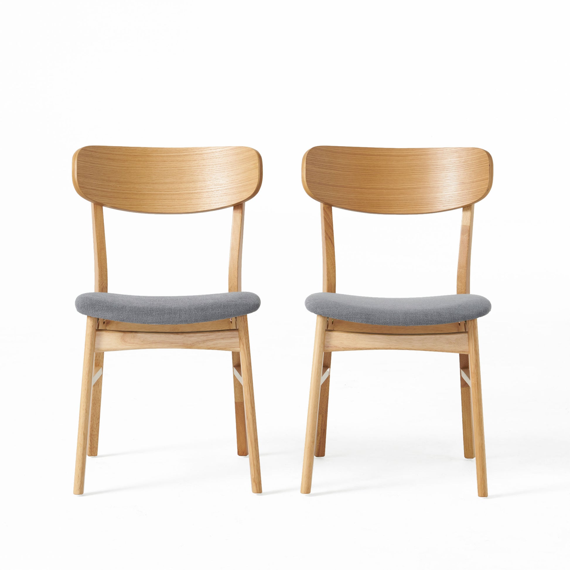 Linda Mid-Century Modern Side Chairs Set of 2 Natural & Gray