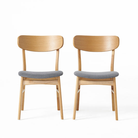 Linda Mid-Century Modern Side Chairs Set of 2 Natural & Gray
