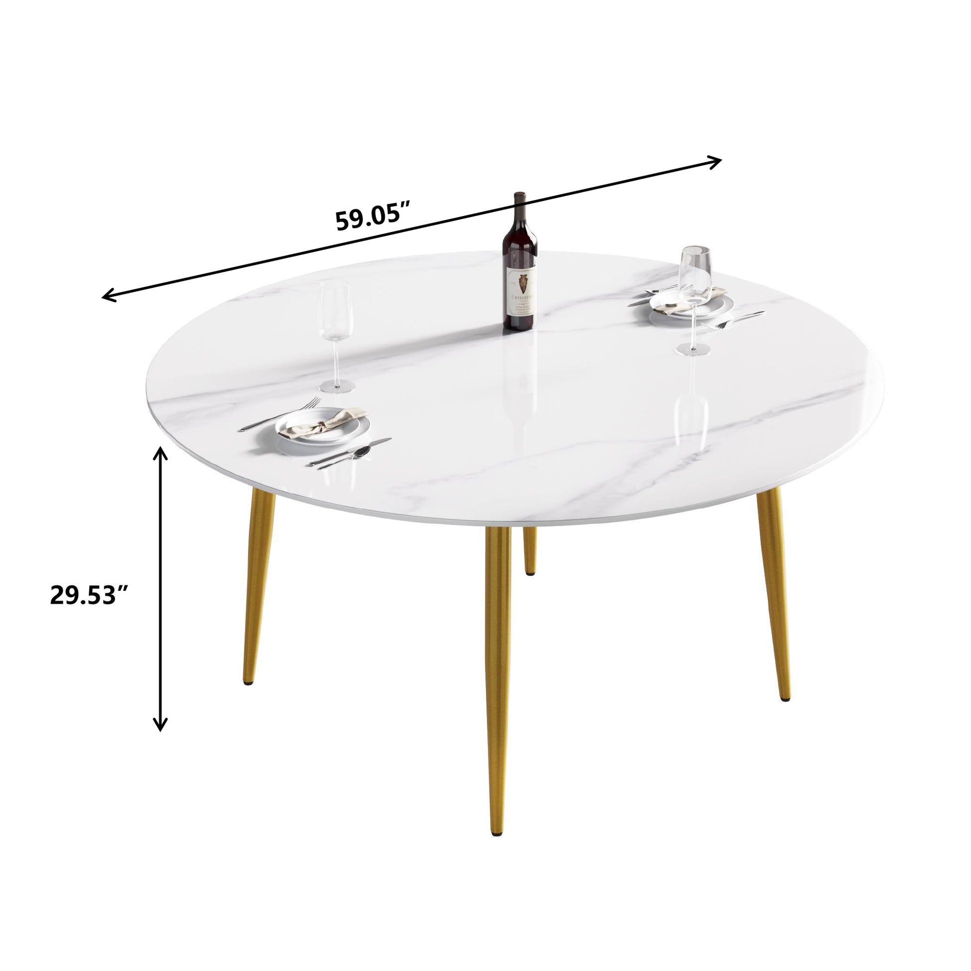 Saffron 59.05"Modern Artificial Stone Dining Table with Gold Legs