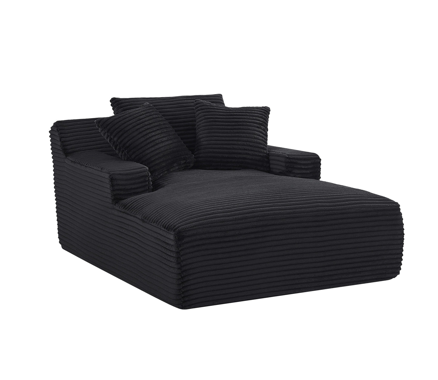 Cloudline Oversized Chaise Lounge Chair in Soft Corduroy - Black - detail view 7