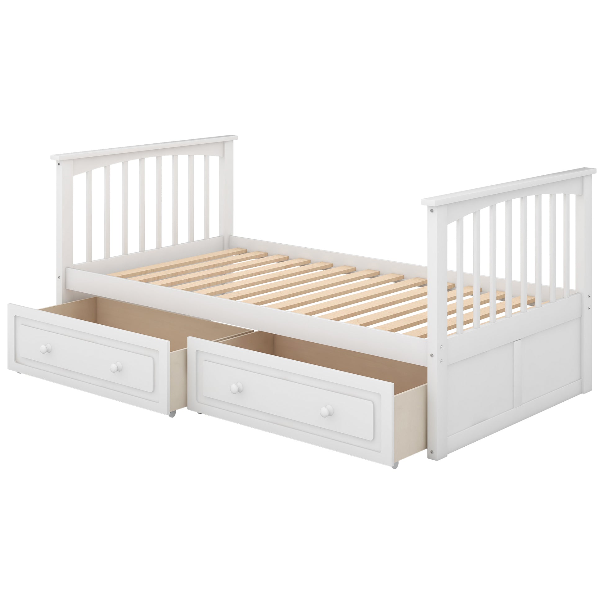 Philips Twin Size Wooden Bunk Bed with Storage Drawers, White