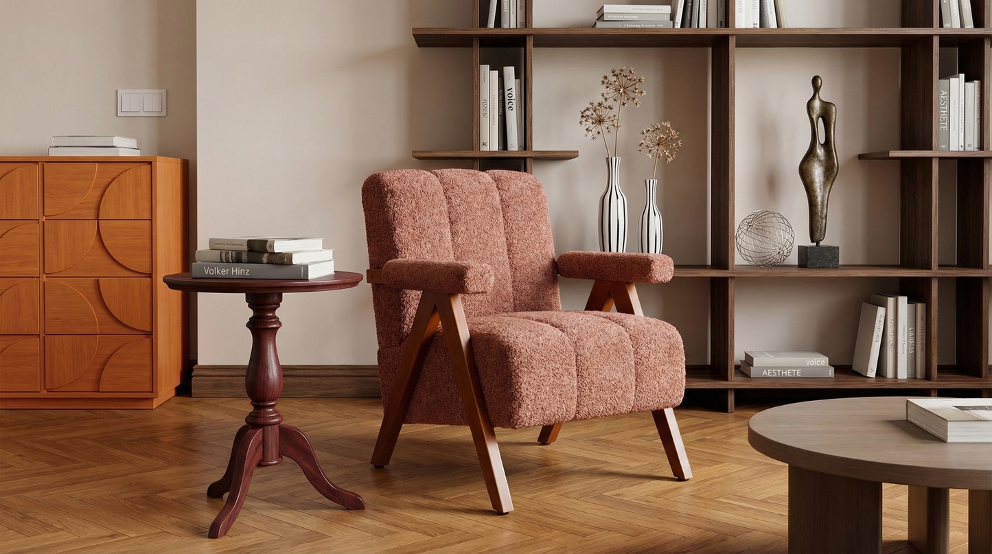 Mid-Century Modern Accent Chair in Red/Burgundy/Rust