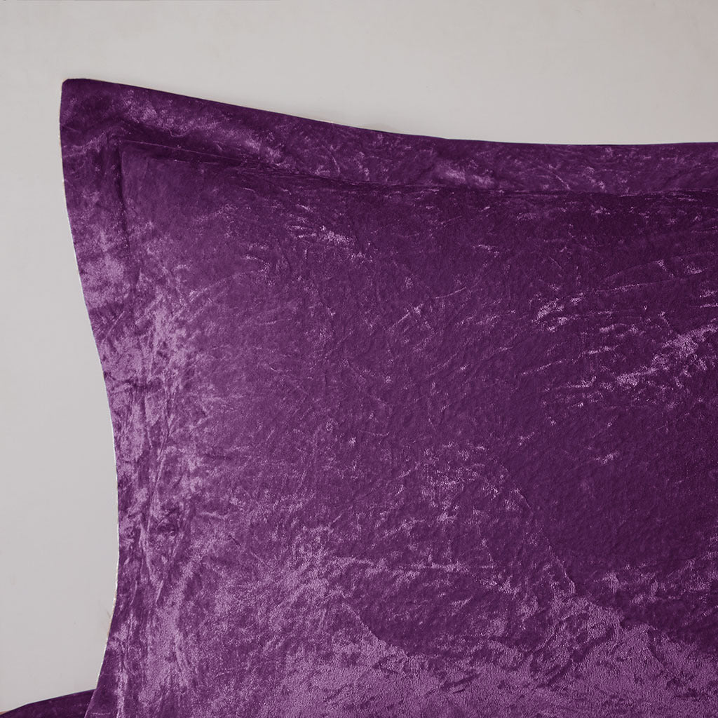 Purple Velvet Comforter Set with Throw Pillow