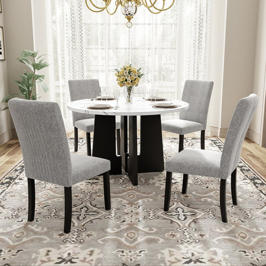 5-Piece Round Dining Table Set - White+gray - primary color shot
