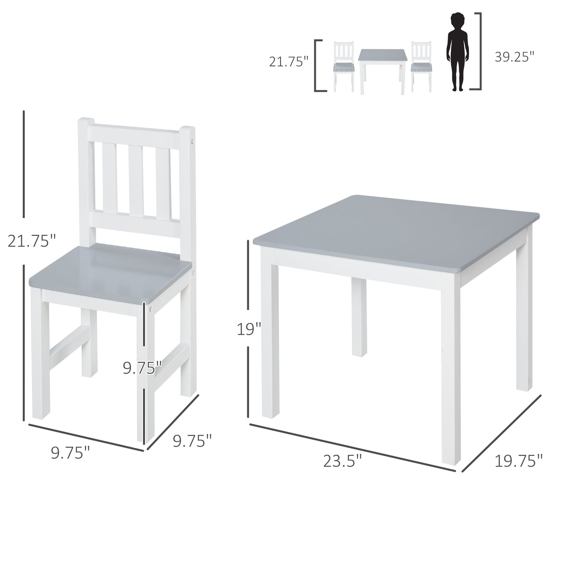 Kids 3 Piece Table and Chair Set