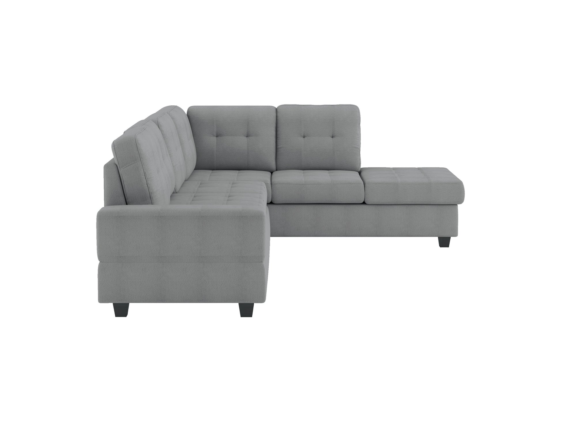Modern Living Room 2-Piece Reversible Sectional with Drop-Down Cup Holders Sofa Chaise Gray Microfiber Upholstered Tufted Details - detail view 4