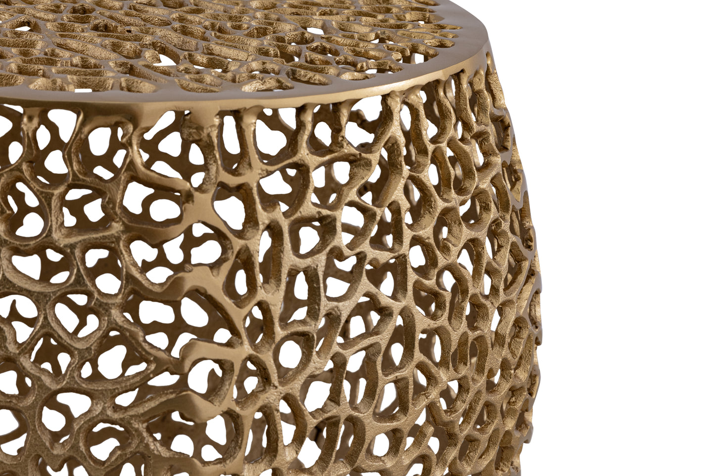 Azriel Aluminum Mesh Side Table, Gold