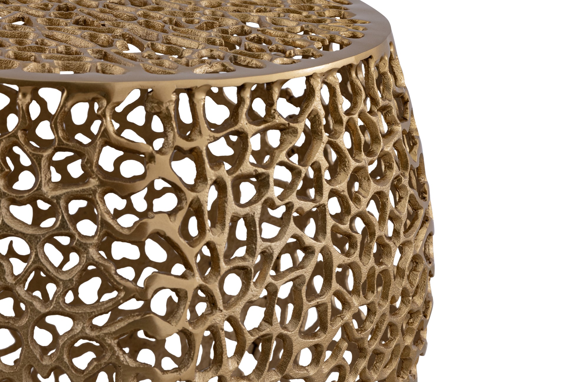 Azriel Aluminum Mesh Side Table, Gold