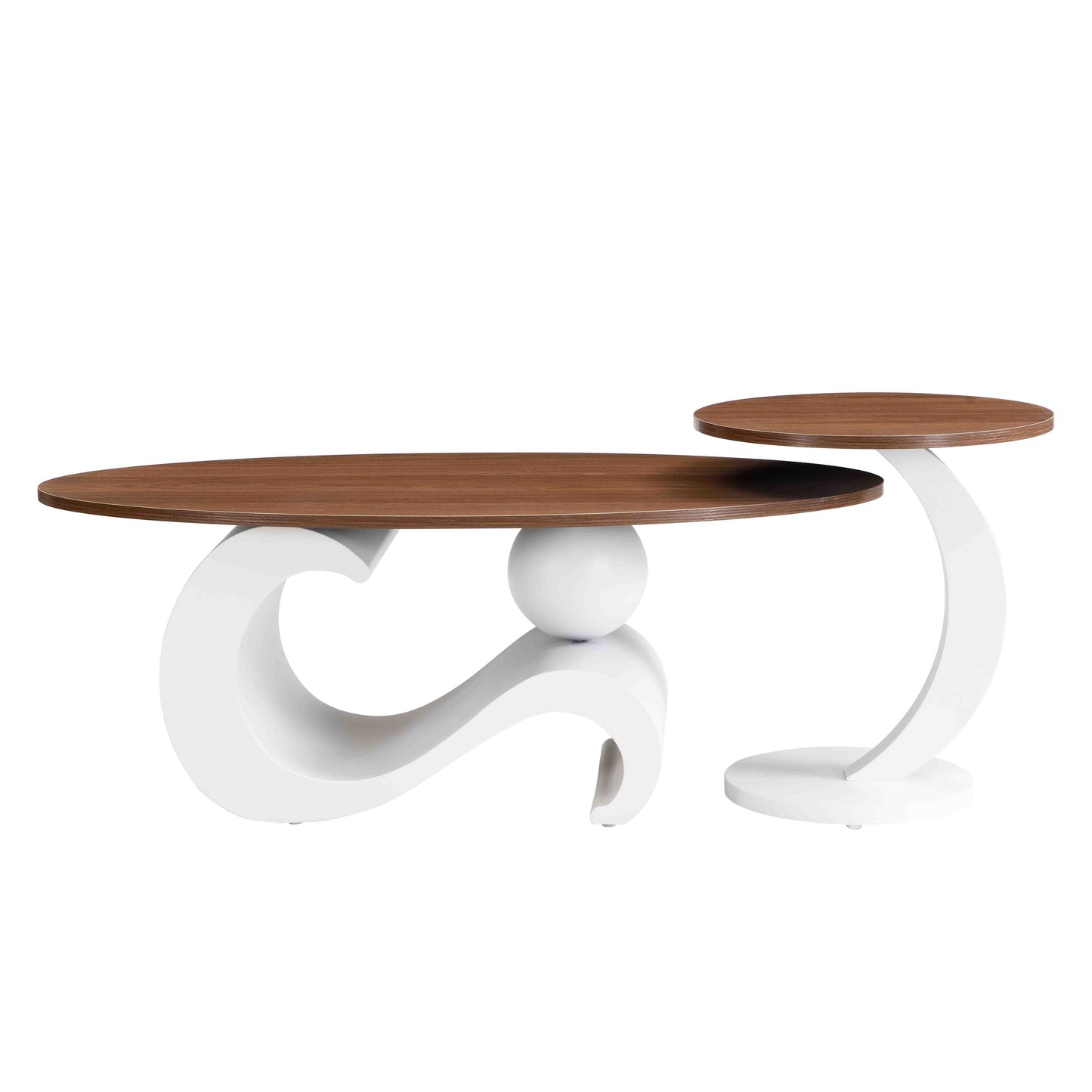 Brown & White Steel Frame Nesting Tables - detail view 4