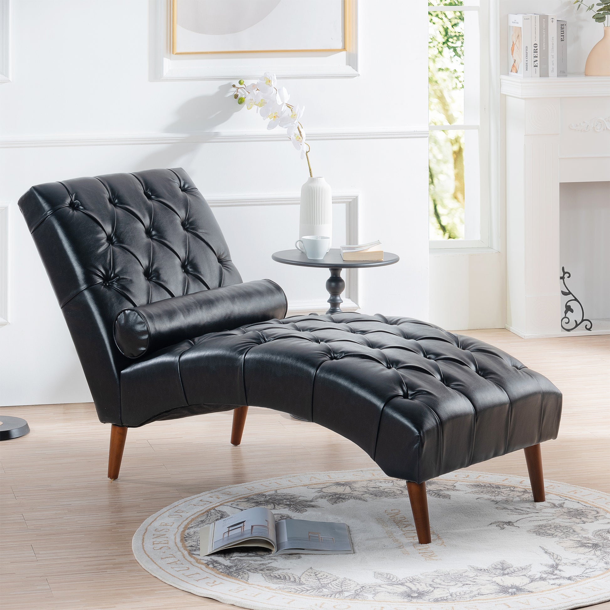 Upholstered Chaise Lounge - Black - primary color shot
