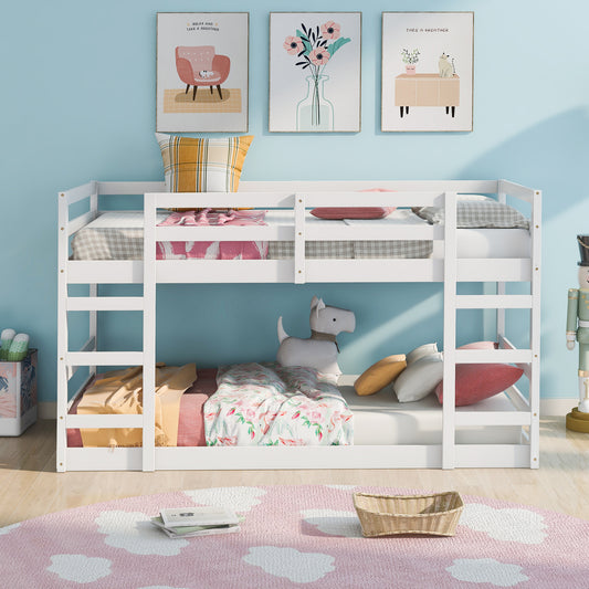 Twin over Twin Bunk Bed with Ladder - White - detail view 2