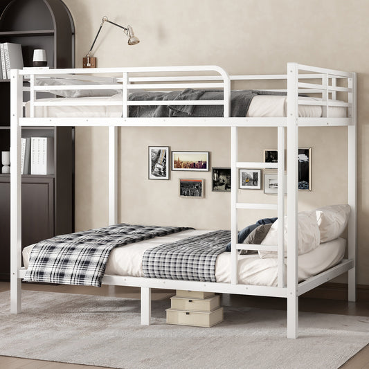 Metal Full over Full Bunk Bed for Teens and Adults - Off White - primary color shot