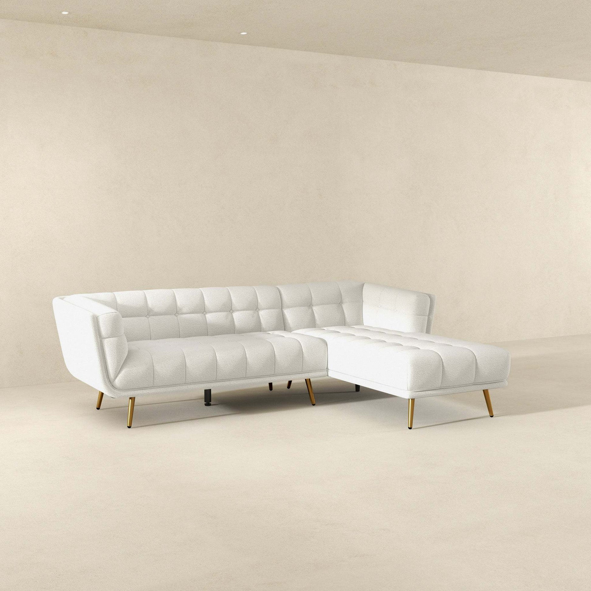 Addison Right Sectional Cream Boucle Sofa - detail view 3