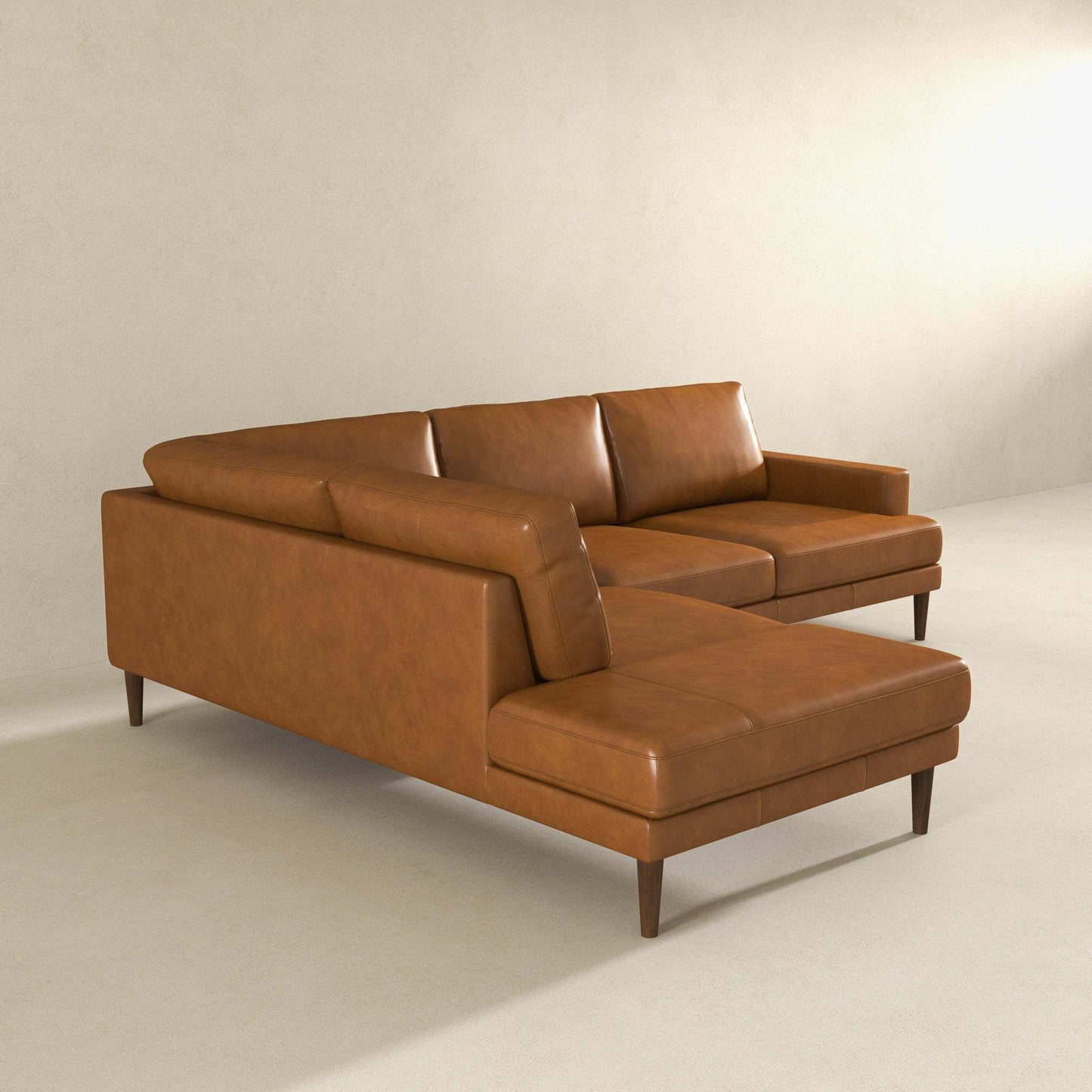 Corbin Left-Facing Tan Leather Sectional Sofa - detail view 6