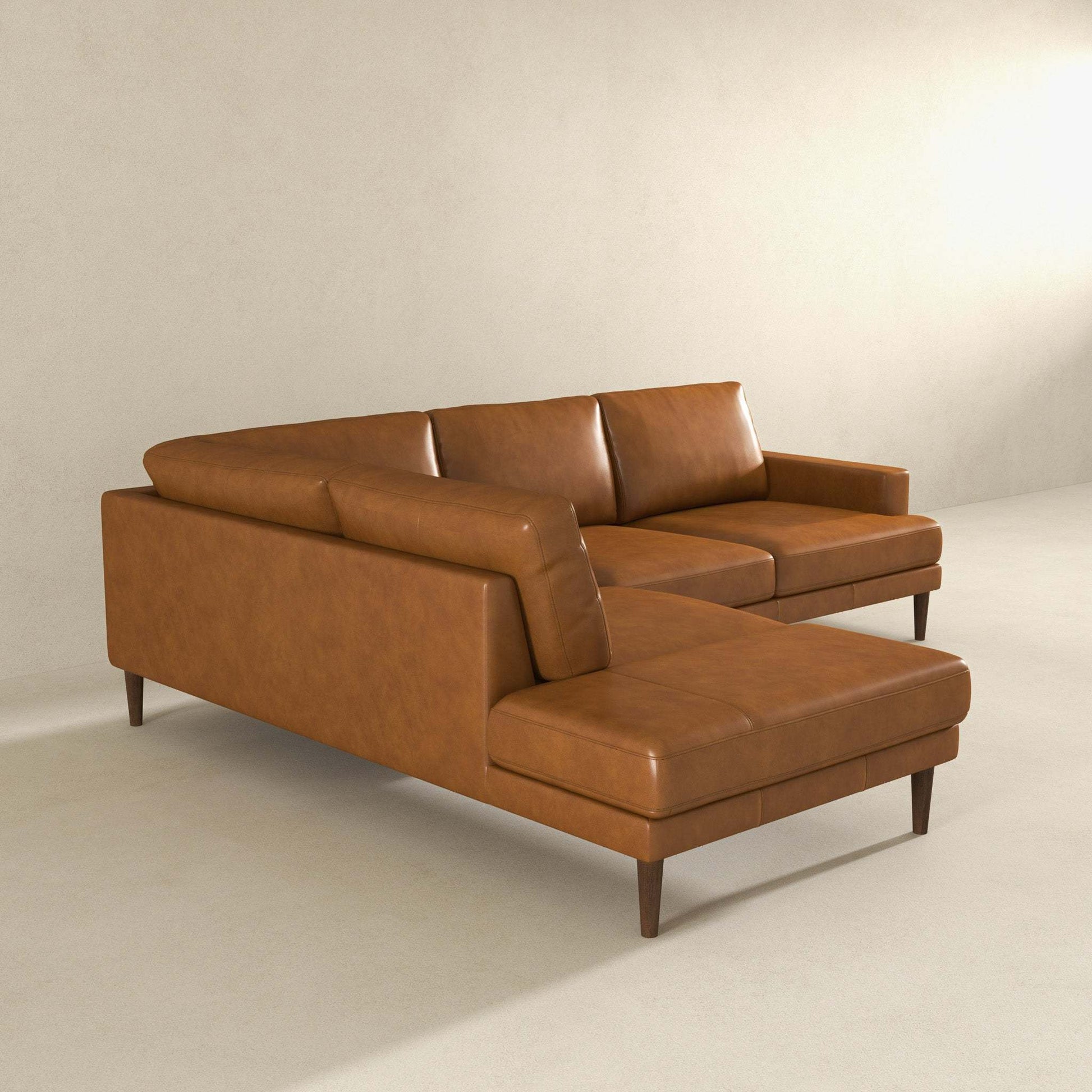 Corbin Left-Facing Tan Leather Sectional Sofa - detail view 6