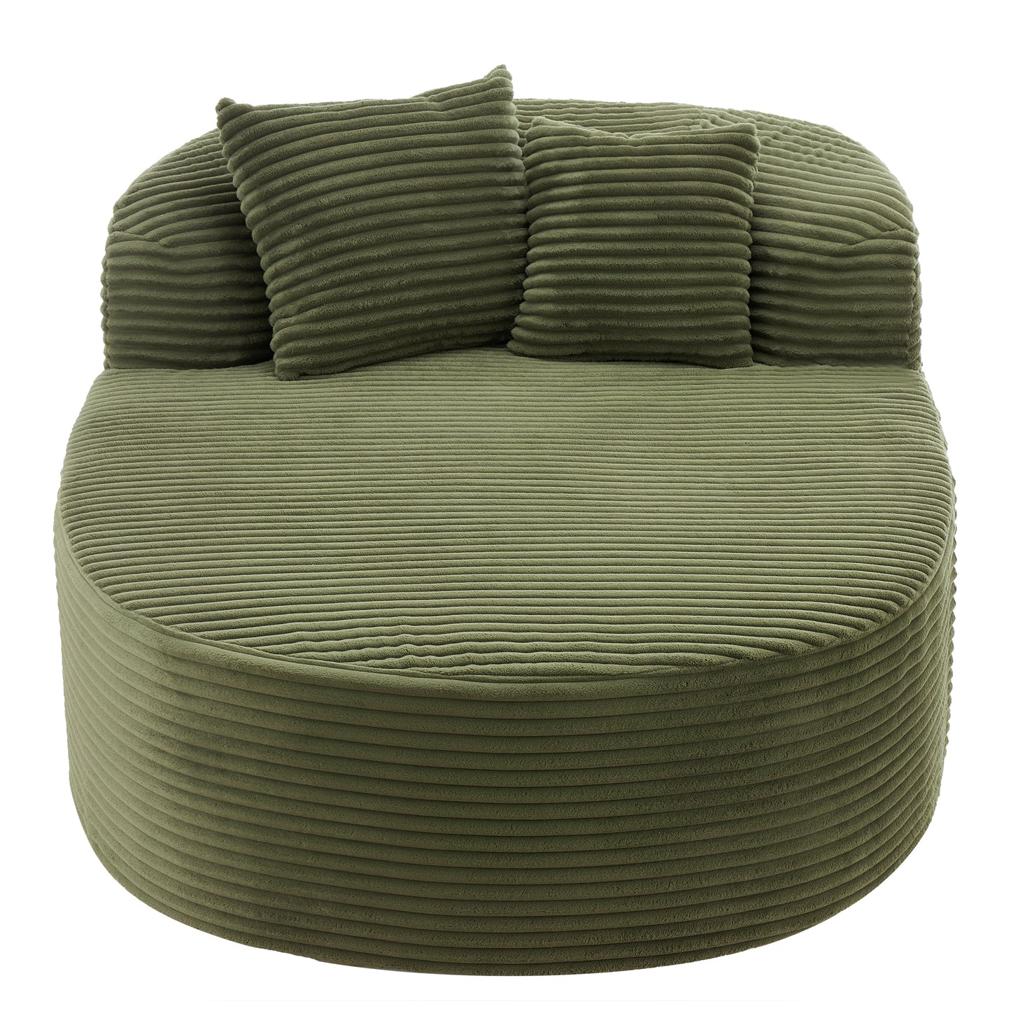 Modern Chaise Lounge Sofa Boneless Couch with Two Supportive Pillows - Green - primary color shot