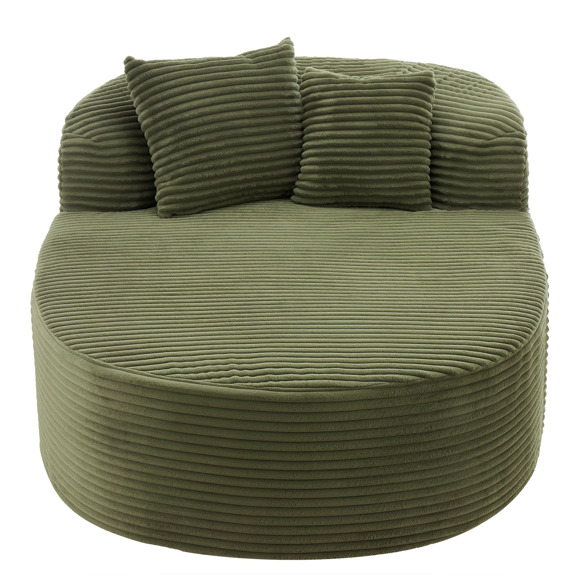 Modern Chaise Lounge Sofa Boneless Couch with Two Supportive Pillows - Green - primary color shot