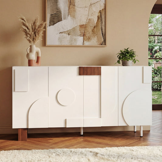 Modern White Sideboard Buffet Cabinet - detail view 2