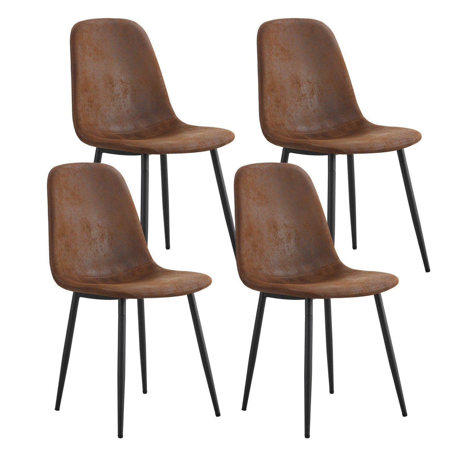 Lea Modern Minimalist Dining Side Chairs with Black Legs Set of 4 , Brown